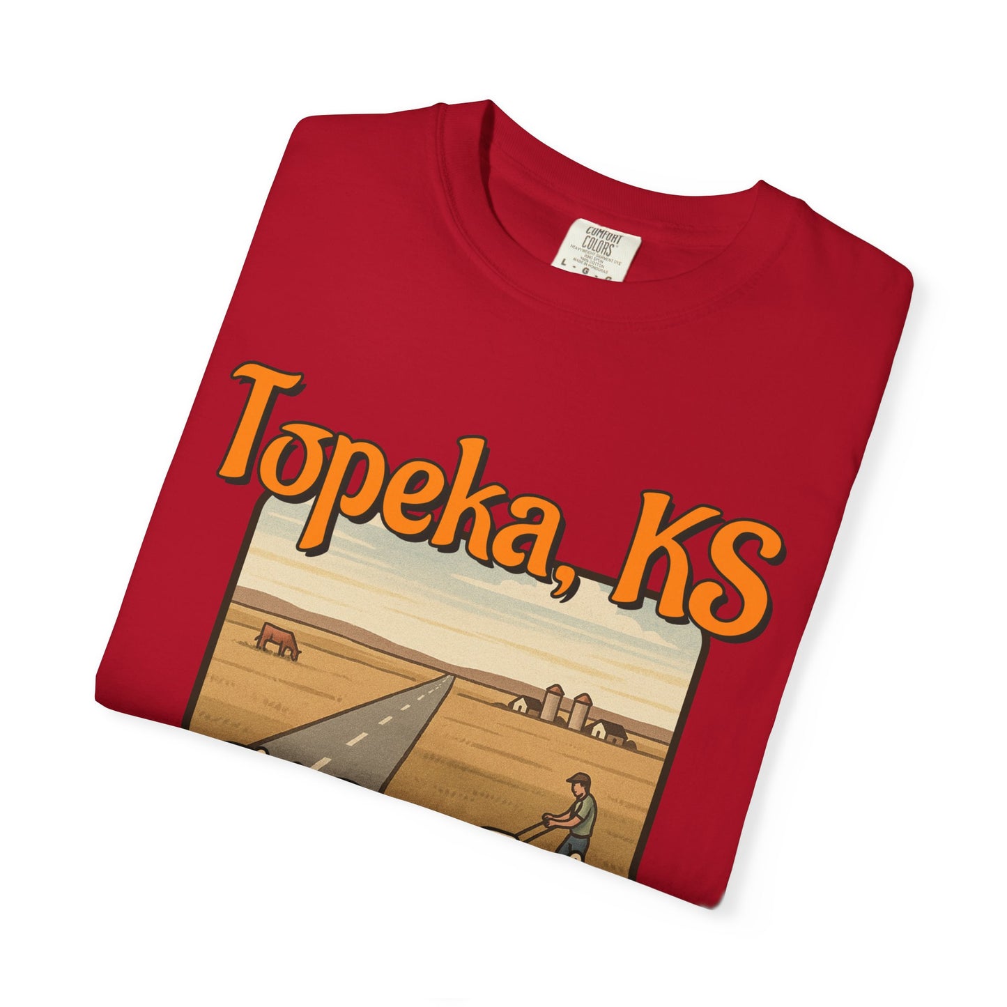 Topeka, KS – “Flat. Boring. Topeka.” unisex T-Shirt, Vintage Graphic Tee, Casual Summer Shirt, Travel Souvenir Gift, Kansas Pride Apparel