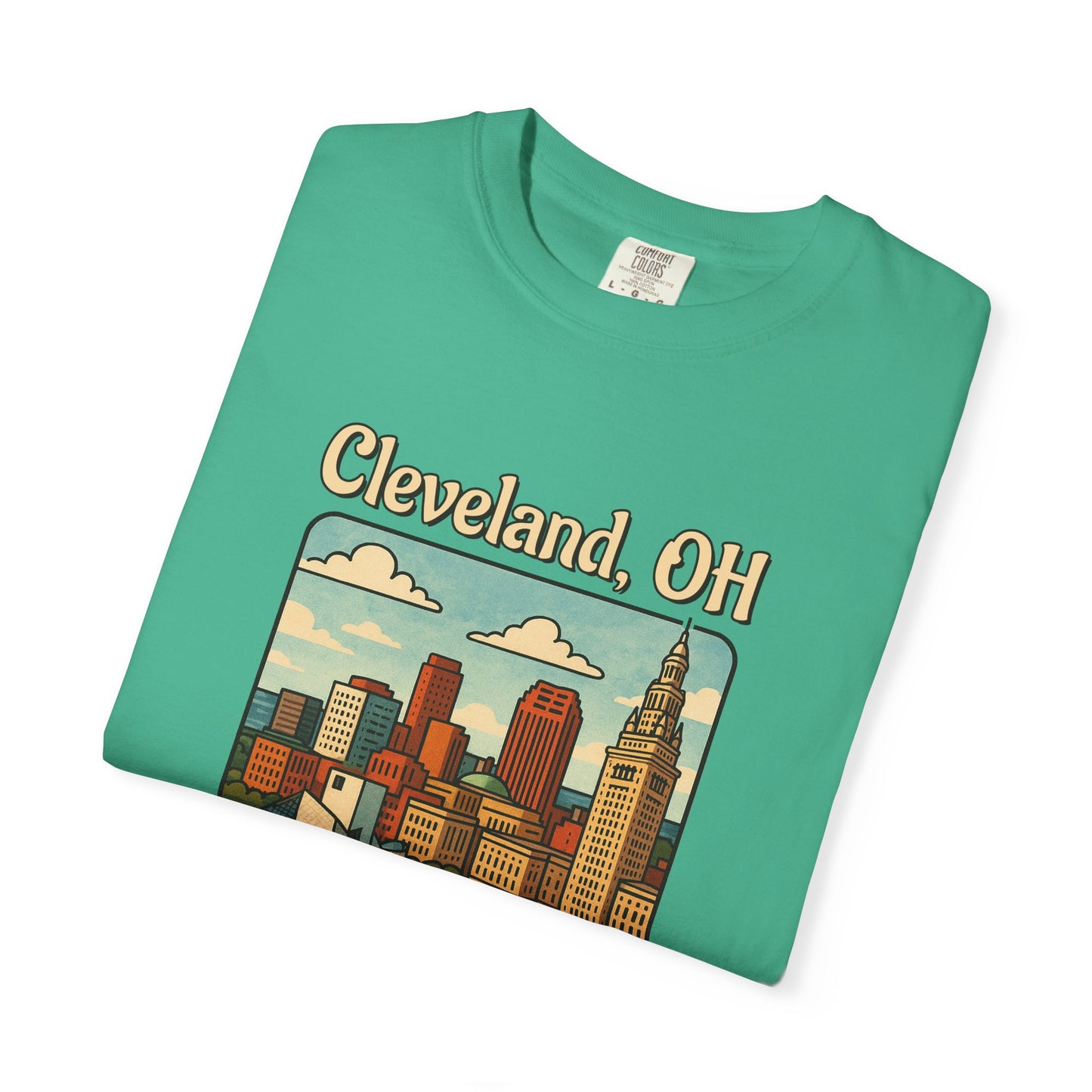 Cleveland, OH – “At least we’re not Detroit.” T-Shirt, Vintage City Tee, Unisex Garment-Dyed Top, Ohio Gift, Travel Souvenir, Urban Apparel, Nostalgic Fashion