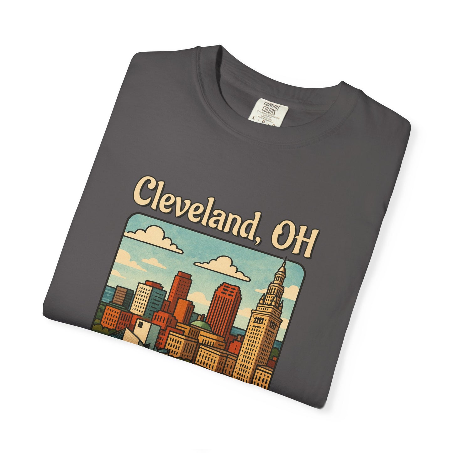 Cleveland, OH – “At least we’re not Detroit.” T-Shirt, Vintage City Tee, Unisex Garment-Dyed Top, Ohio Gift, Travel Souvenir, Urban Apparel, Nostalgic Fashion