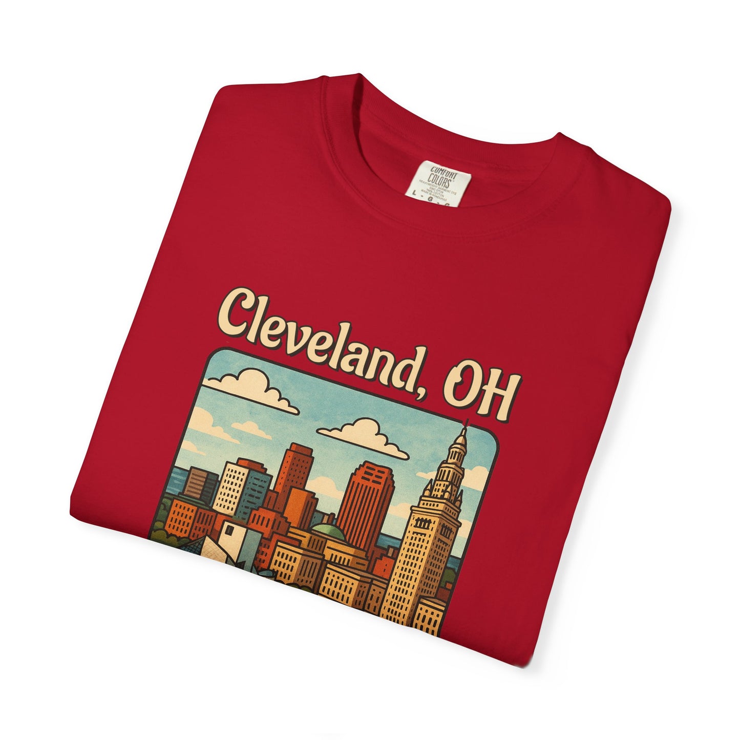 Cleveland, OH – “At least we’re not Detroit.” T-Shirt, Vintage City Tee, Unisex Garment-Dyed Top, Ohio Gift, Travel Souvenir, Urban Apparel, Nostalgic Fashion