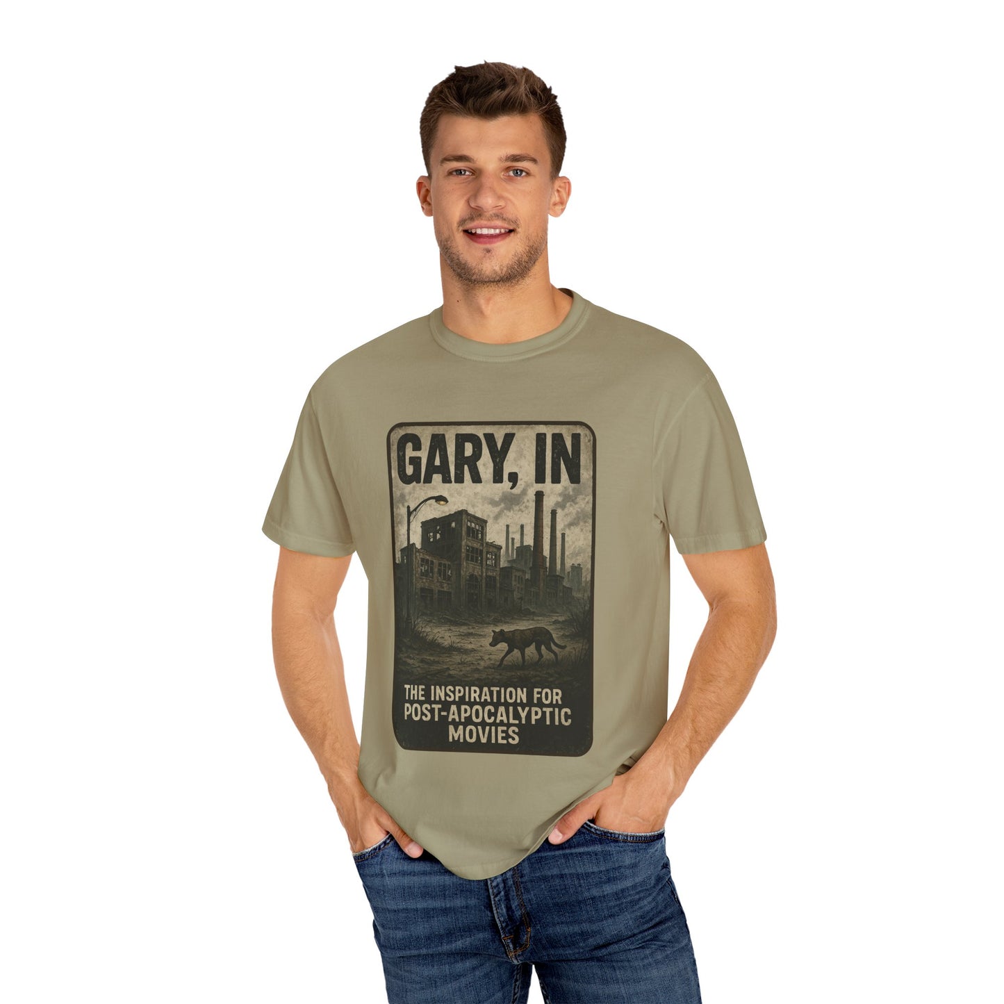 Gary, IN – “The inspiration for post-apocalyptic movies.” T-Shirt, Unisex Tee, funny Gift , Vintage Style, Casual Wear, Unique Graphic Shirt