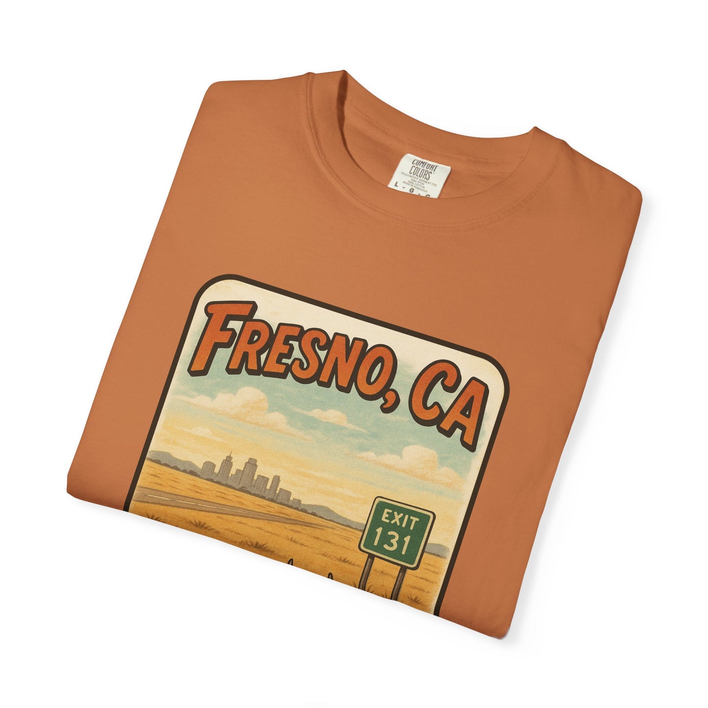 Fresno, CA – “Dead center of nowhere.” T-shirt, Dead Center of Nowhere Tee, Unisex Casual Wear, Retro Graphic Shirt, Perfect for Travelers & Gift Ideas