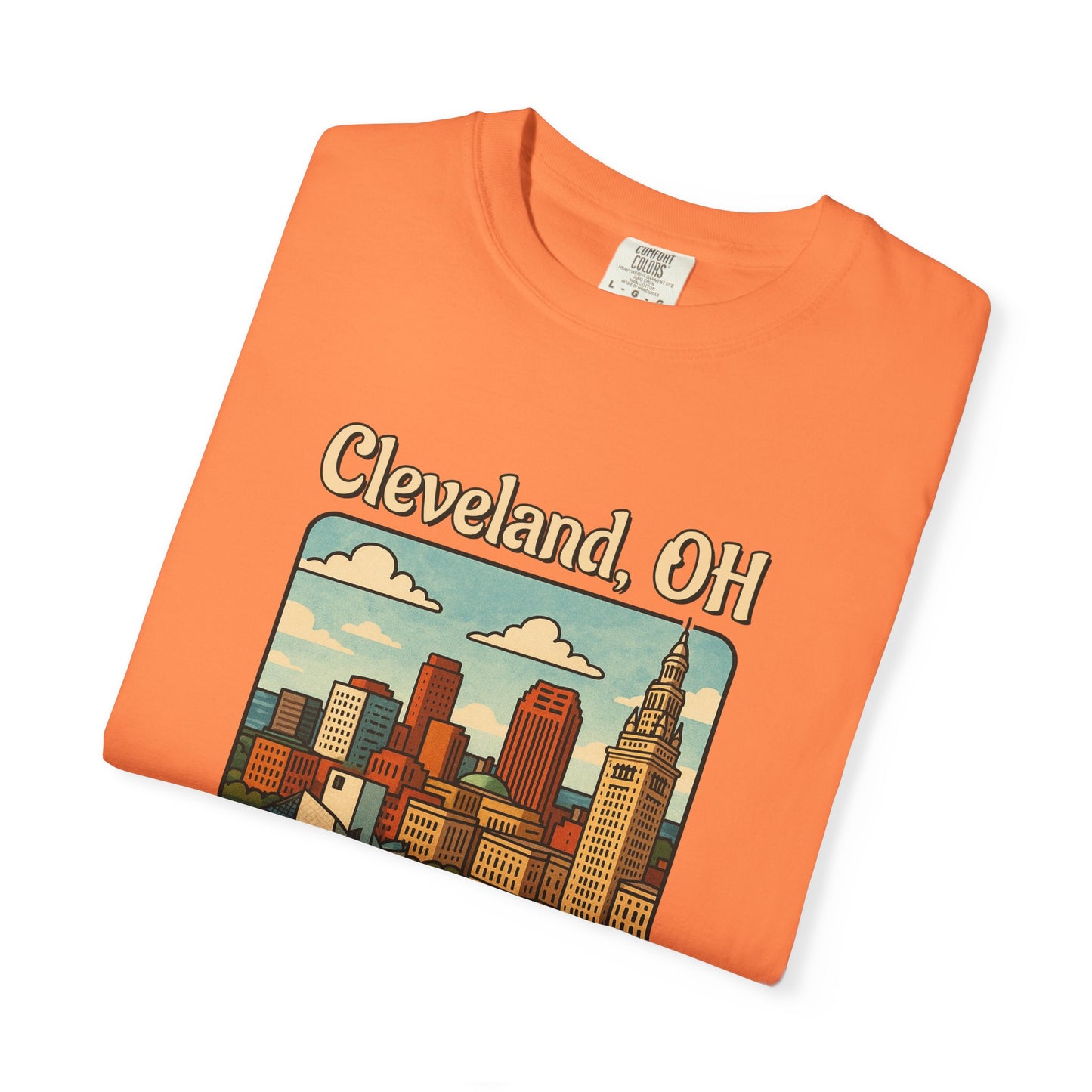 Cleveland, OH – “At least we’re not Detroit.” T-Shirt, Vintage City Tee, Unisex Garment-Dyed Top, Ohio Gift, Travel Souvenir, Urban Apparel, Nostalgic Fashion