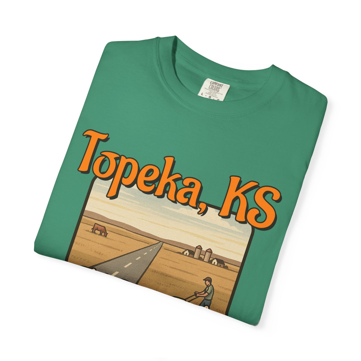 Topeka, KS – “Flat. Boring. Topeka.” unisex T-Shirt, Vintage Graphic Tee, Casual Summer Shirt, Travel Souvenir Gift, Kansas Pride Apparel