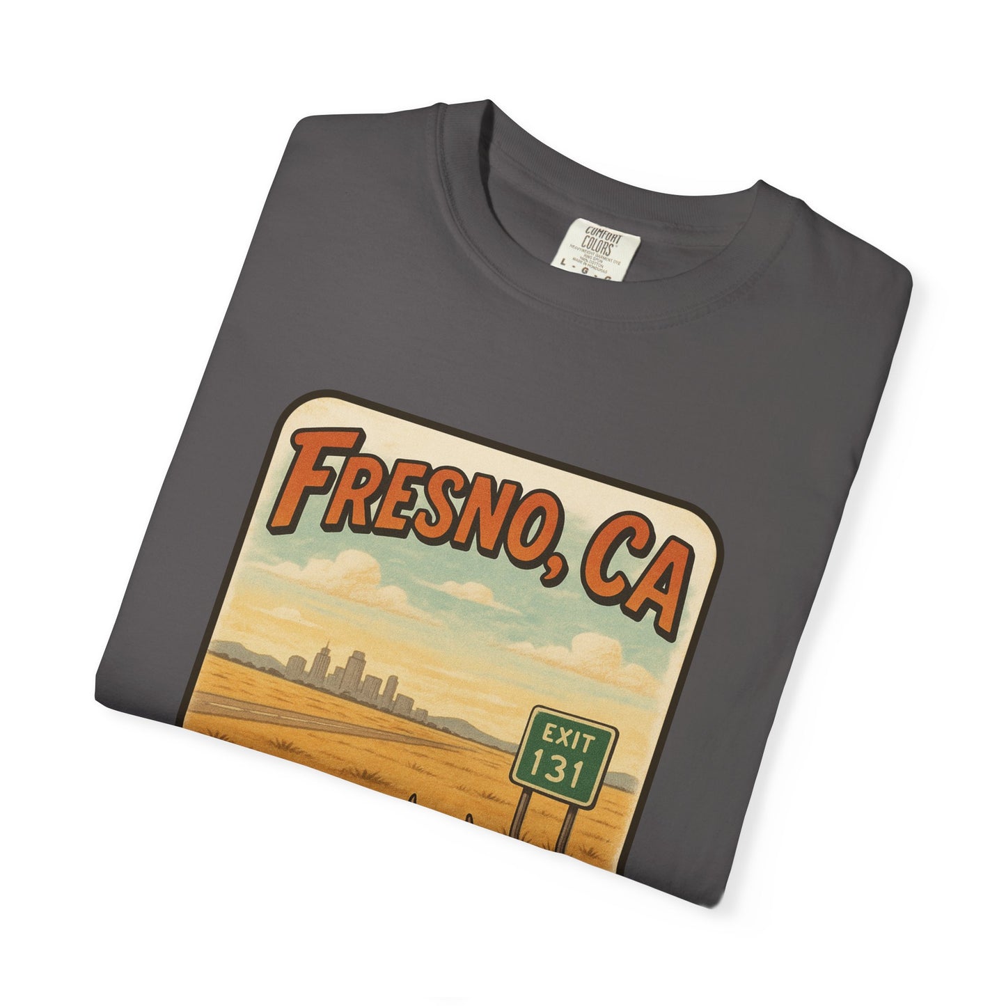 Fresno, CA – “Dead center of nowhere.” T-shirt, Dead Center of Nowhere Tee, Unisex Casual Wear, Retro Graphic Shirt, Perfect for Travelers & Gift Ideas