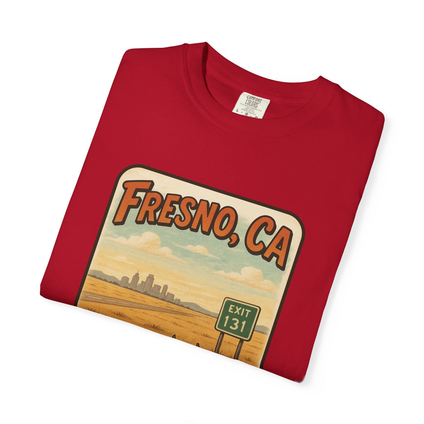 Fresno, CA – “Dead center of nowhere.” T-shirt, Dead Center of Nowhere Tee, Unisex Casual Wear, Retro Graphic Shirt, Perfect for Travelers & Gift Ideas