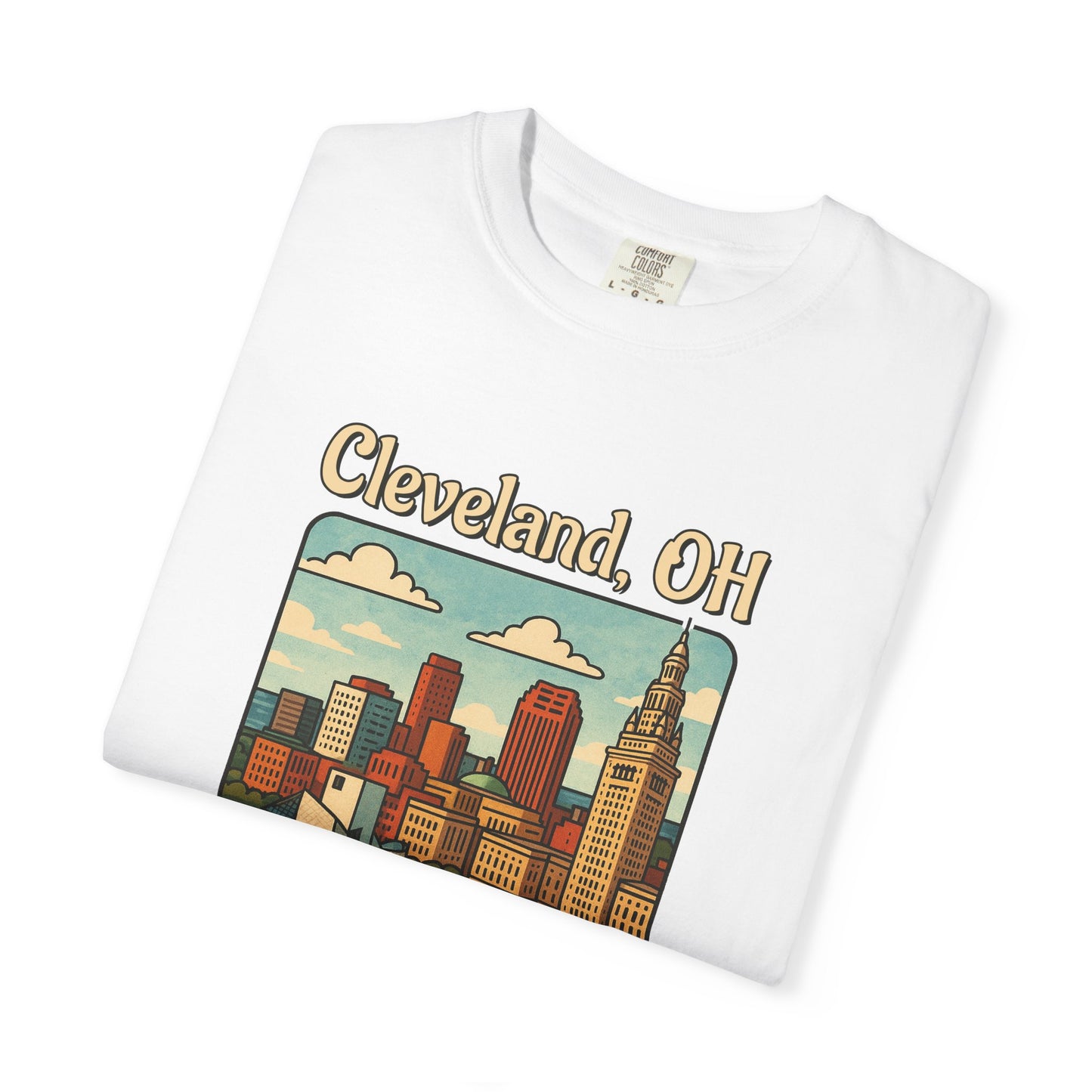 Cleveland, OH – “At least we’re not Detroit.” T-Shirt, Vintage City Tee, Unisex Garment-Dyed Top, Ohio Gift, Travel Souvenir, Urban Apparel, Nostalgic Fashion